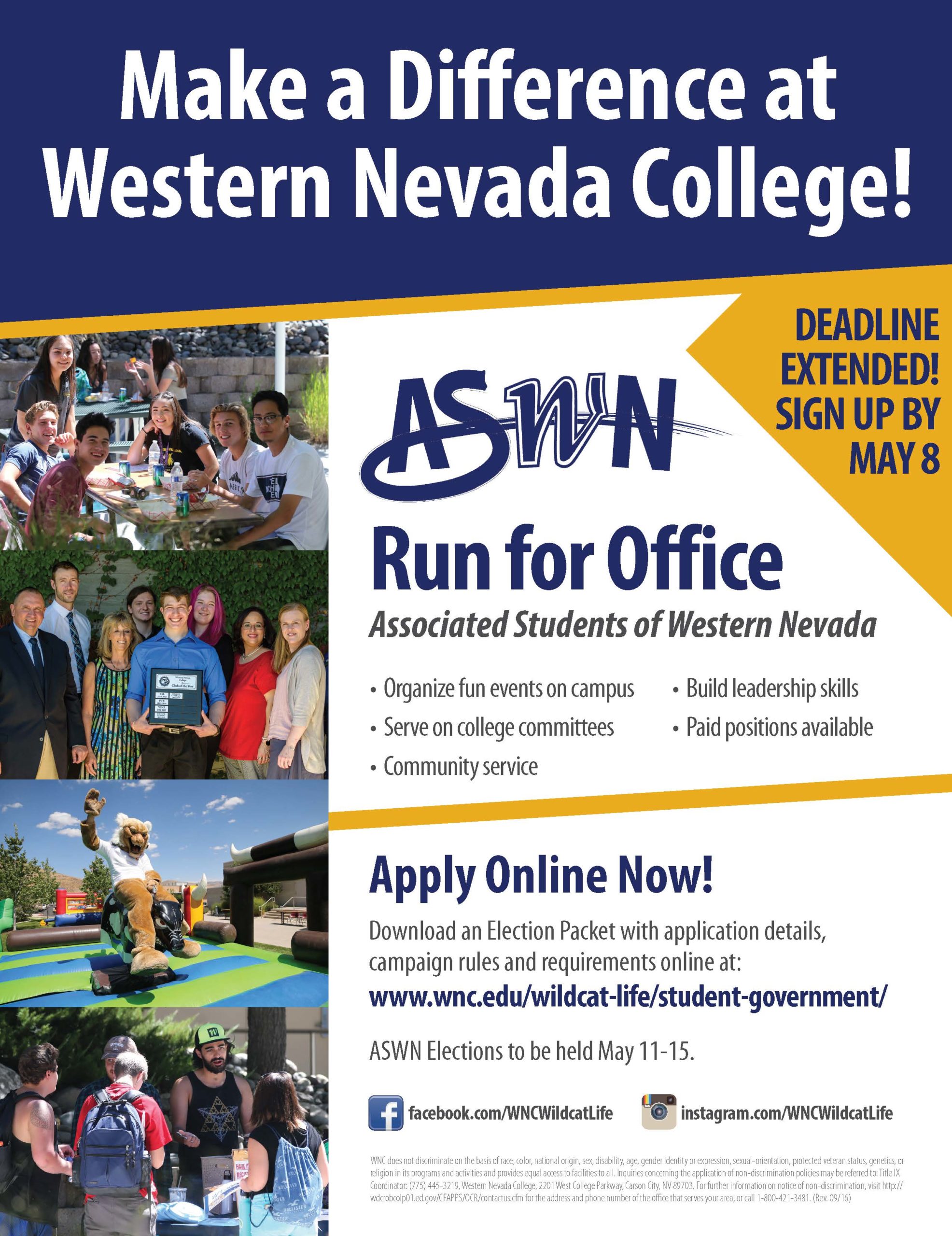 Run for Student Government Deadline Extended Western Nevada College